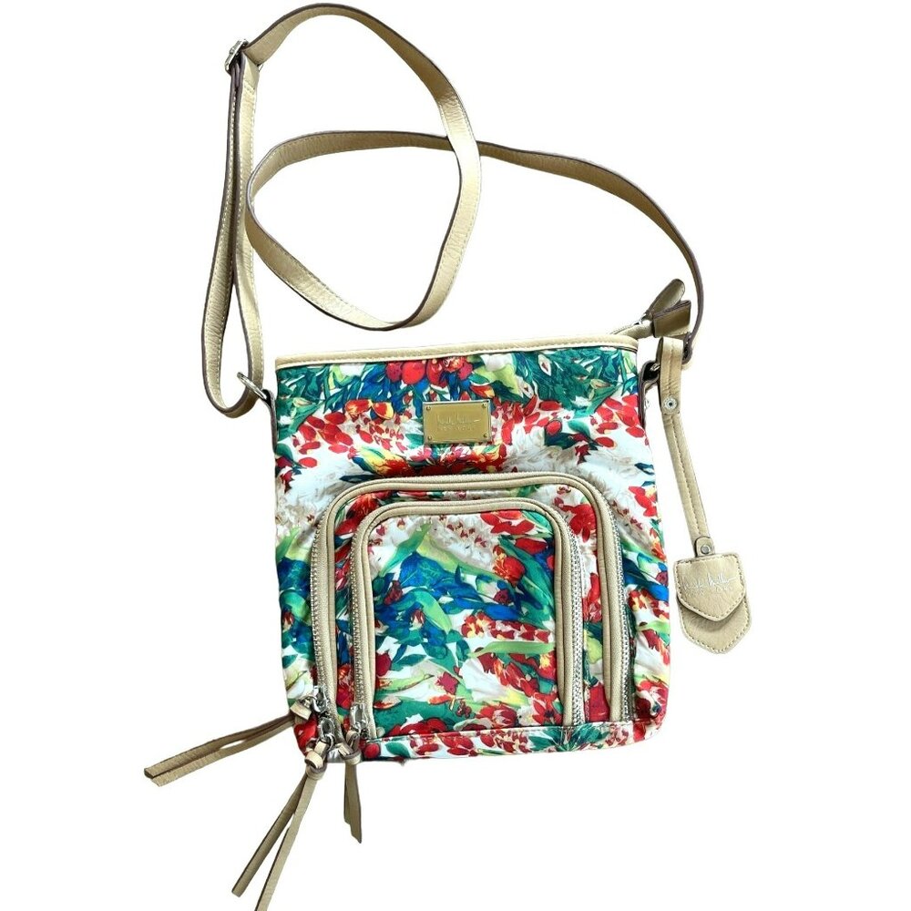 Nicole Miller Crossbody Bag Multicolor Floral Adjustable Strap Small Travel